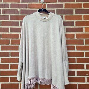 Super Soft Beige Poncho Style - by Simple Suzanne Betro - Size XL